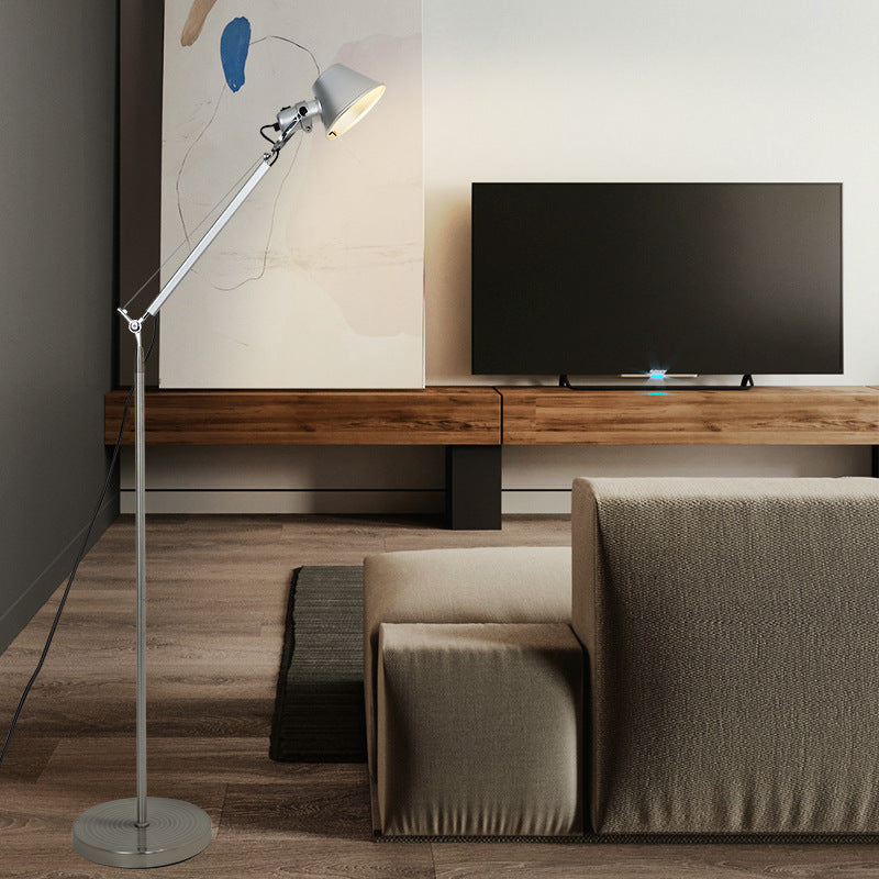 Industrial Silver Metal Floor Lamp