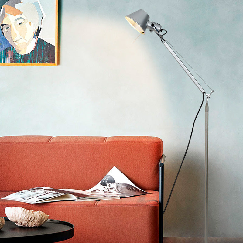 Industrial Silver Metal Floor Lamp