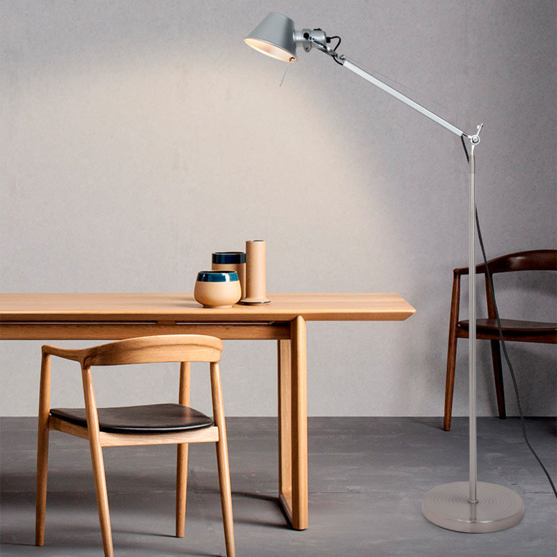Industrial Silver Metal Floor Lamp
