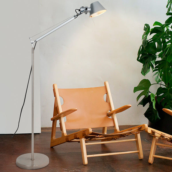 Industrial Silver Metal Floor Lamp