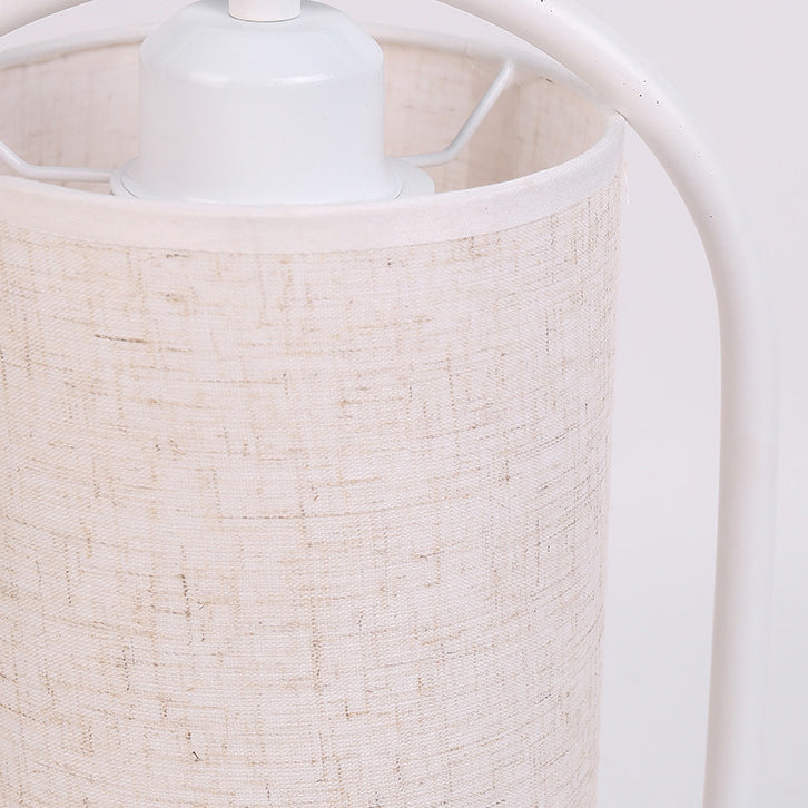 Scandinavian Cylinder Solid Wood Fabric Metal Table Lamp