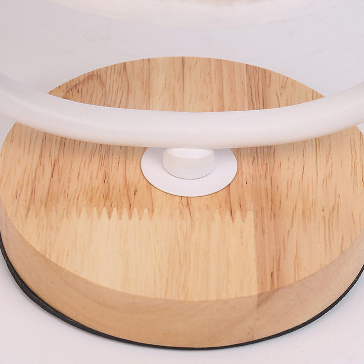 Scandinavian Cylinder Solid Wood Fabric Metal Table Lamp