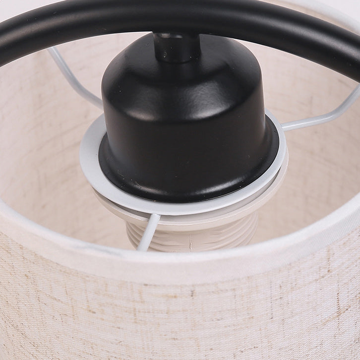 Scandinavian Cylinder Solid Wood Fabric Metal Table Lamp