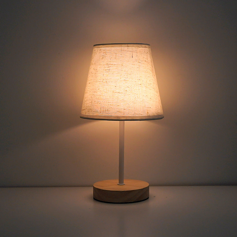 Modern Minimalist Trapezoidal Solid Wood Fabric Table Lamp