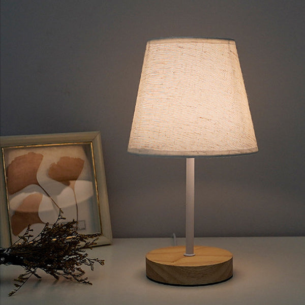 Modern Minimalist Trapezoidal Solid Wood Fabric Table Lamp