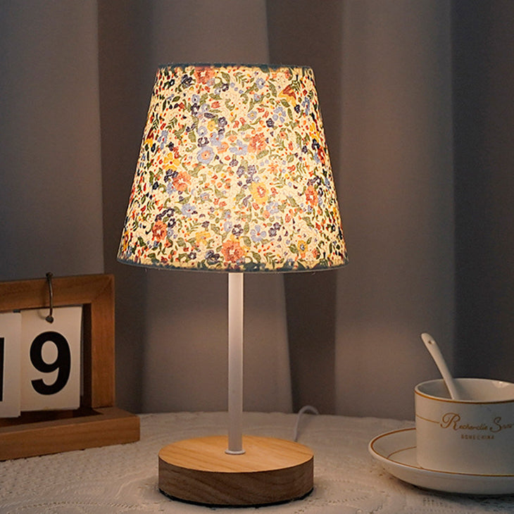 Modern Minimalist Trapezoidal Solid Wood Fabric Table Lamp