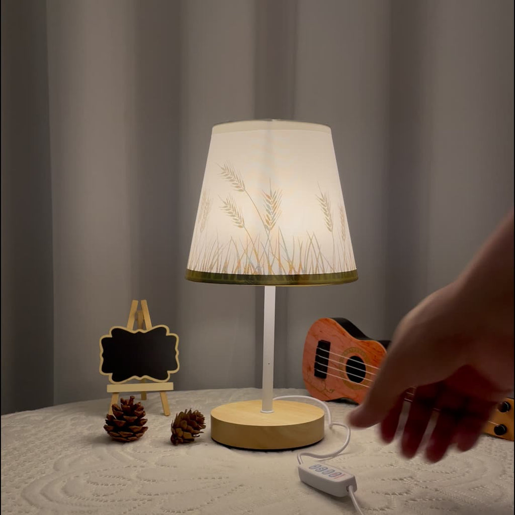 Modern Minimalist Trapezoidal Solid Wood Fabric Table Lamp