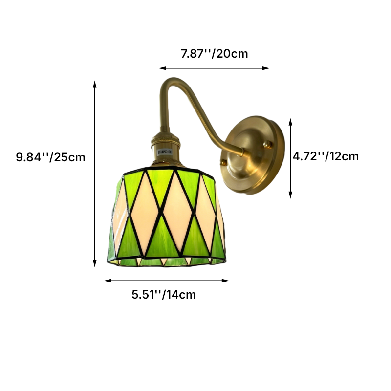 Traditional Tiffany Round Copper Glass 1-Light Wall Sconce