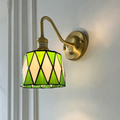 Traditional Tiffany Round Copper Glass 1-Light Wall Sconce