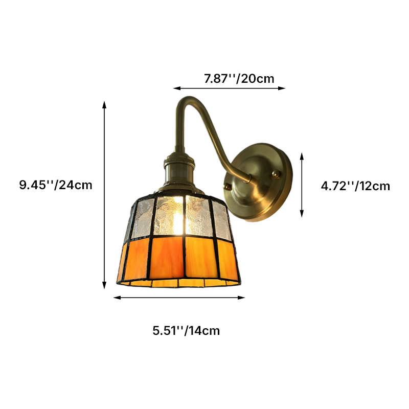 Traditional Tiffany Round Copper Glass 1-Light Wall Sconce