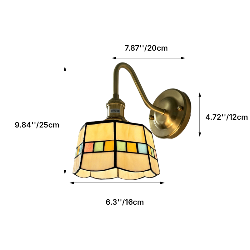 Traditional Tiffany Round Copper Glass 1-Light Wall Sconce
