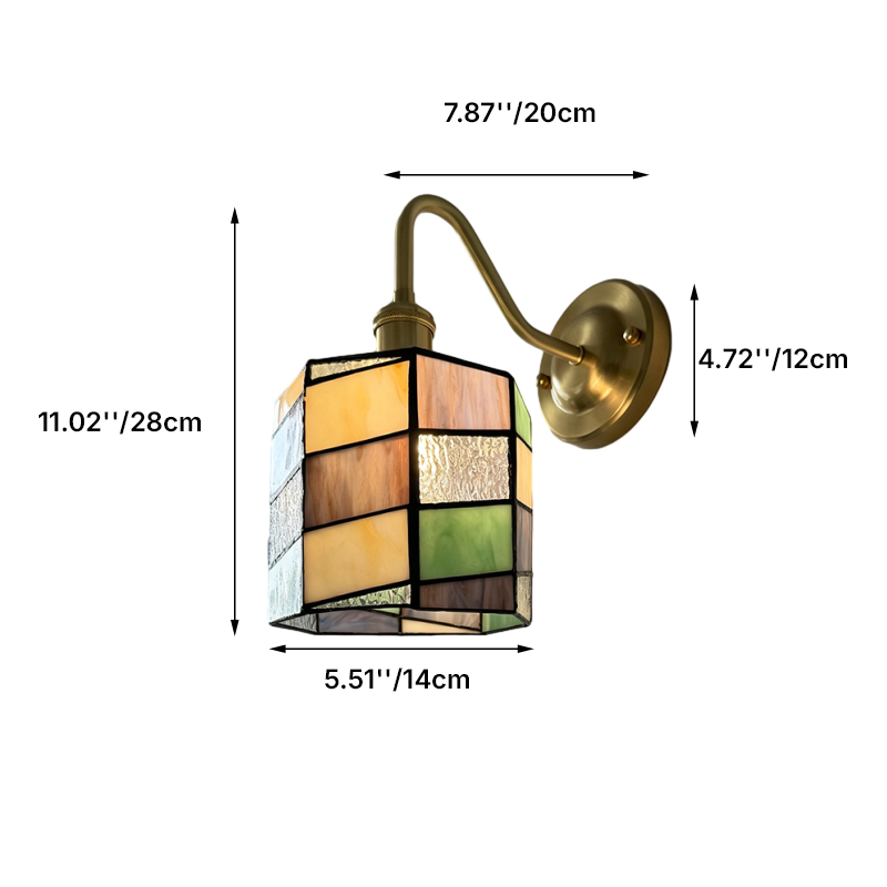 Traditional Tiffany Round Copper Glass 1-Light Wall Sconce