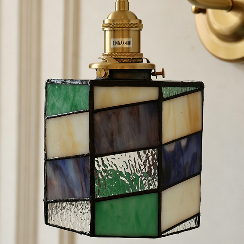 Traditional Tiffany Round Copper Glass 1-Light Wall Sconce