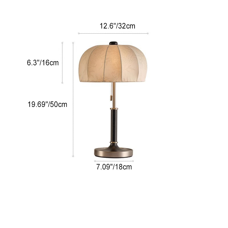 Traditional French Dome Wood Iron Fabric 1-Light Table Lamp