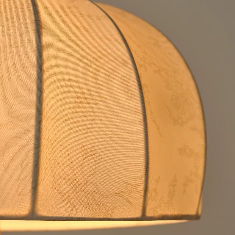 Traditional French Dome Wood Iron Fabric 1-Light Table Lamp