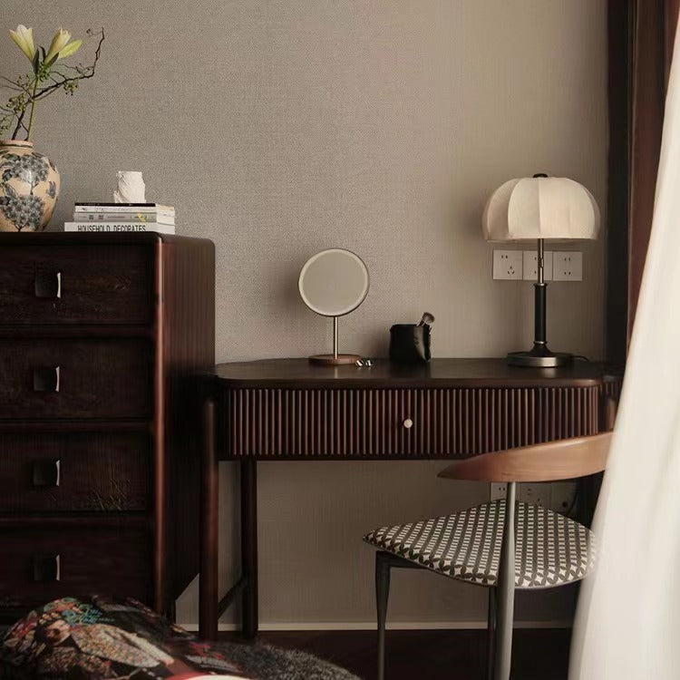 Traditional French Dome Wood Iron Fabric 1-Light Table Lamp