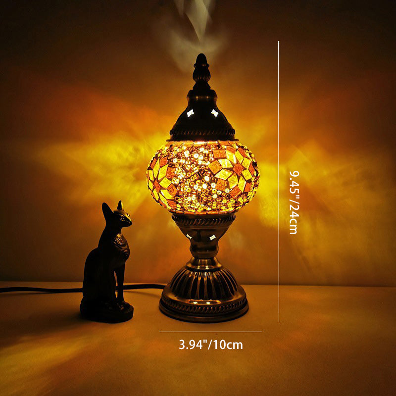 Traditional Tiffany Oval Glass Iron 1-Light Table Lamp