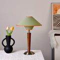 Scandinavian Flying Saucer-Shaped White Wax Wood Table Lamp