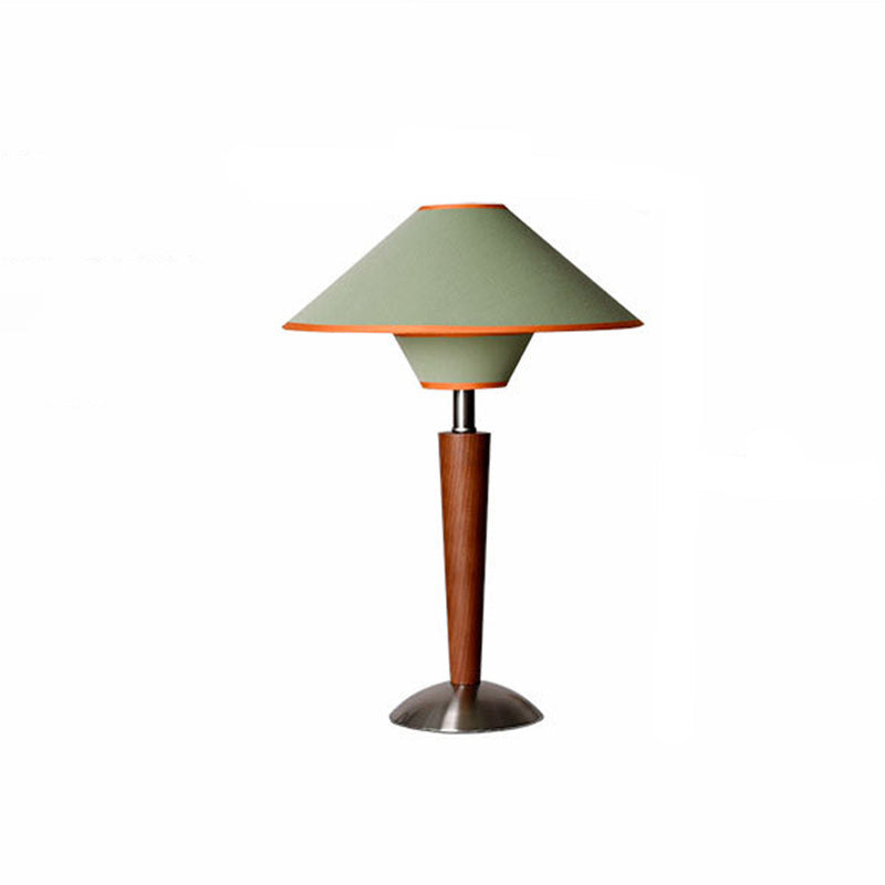 Scandinavian Flying Saucer-Shaped White Wax Wood Table Lamp