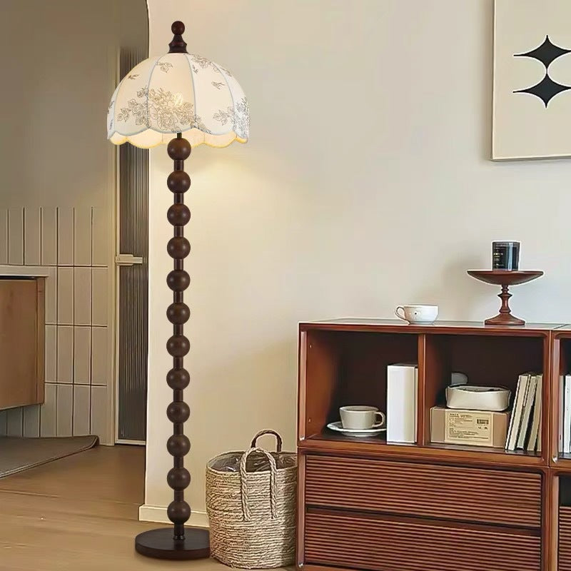 Traditional Chinese Walnut Floor Lamp