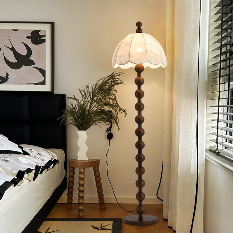 Traditional Chinese Walnut Floor Lamp
