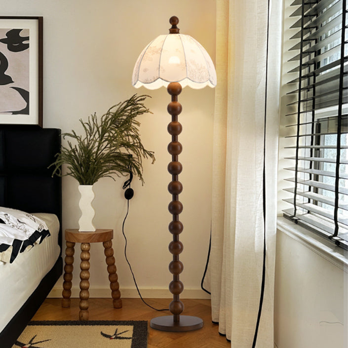 Traditional Chinese Walnut Floor Lamp