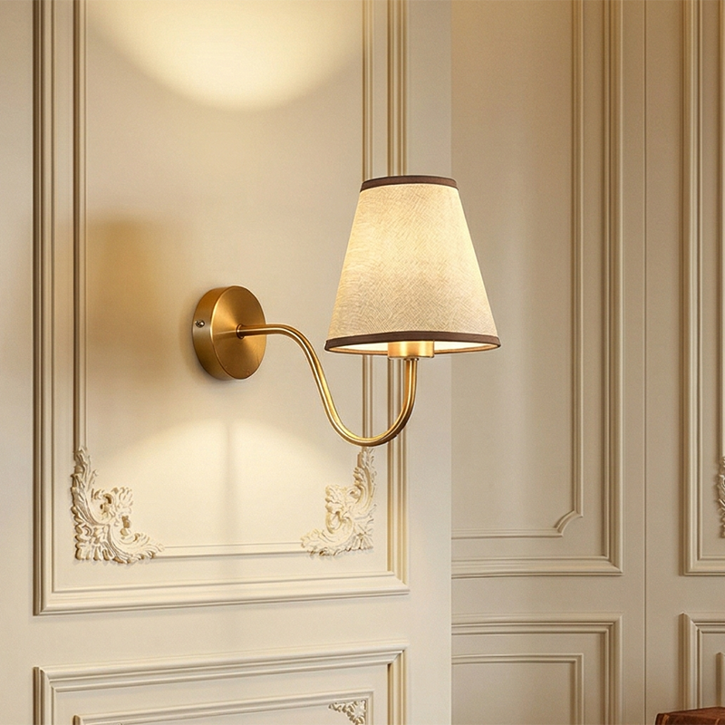Contemporary Nordic Round Curved Iron Fabric Wall Sconce
