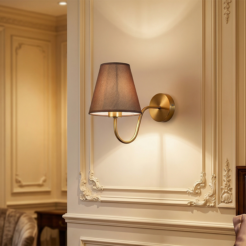 Contemporary Nordic Round Curved Iron Fabric Wall Sconce