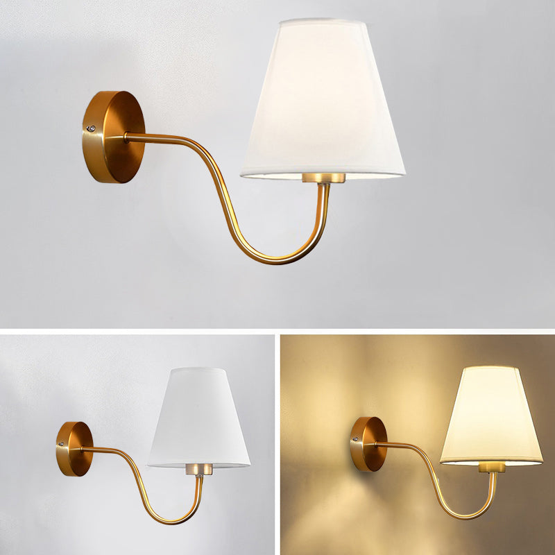 Contemporary Nordic Round Curved Iron Fabric Wall Sconce