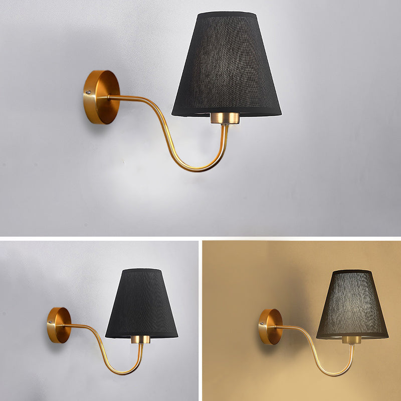 Contemporary Nordic Round Curved Iron Fabric Wall Sconce