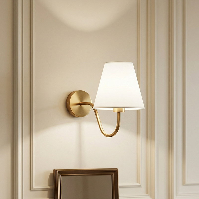 Contemporary Nordic Round Curved Iron Fabric Wall Sconce