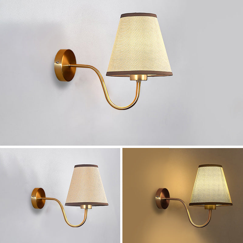 Contemporary Nordic Round Curved Iron Fabric Wall Sconce