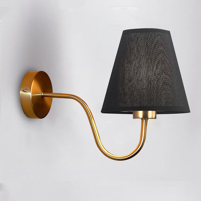 Contemporary Nordic Round Curved Iron Fabric Wall Sconce