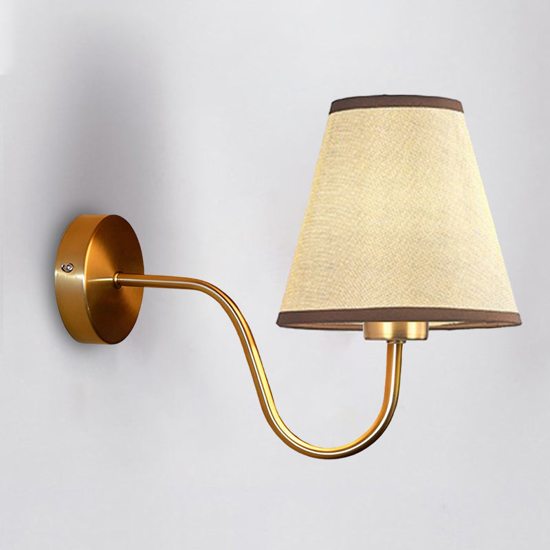Contemporary Nordic Round Curved Iron Fabric Wall Sconce