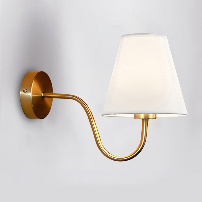 Contemporary Nordic Round Curved Iron Fabric Wall Sconce