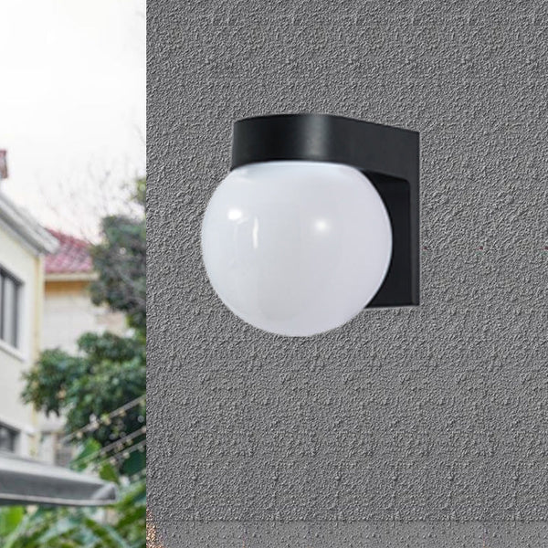 Modern Waterproof Orb Polycarbonate Outdoor Wall Sconce