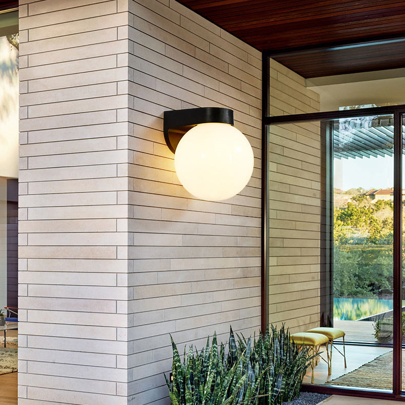 Modern Waterproof Orb Polycarbonate Outdoor Wall Sconce