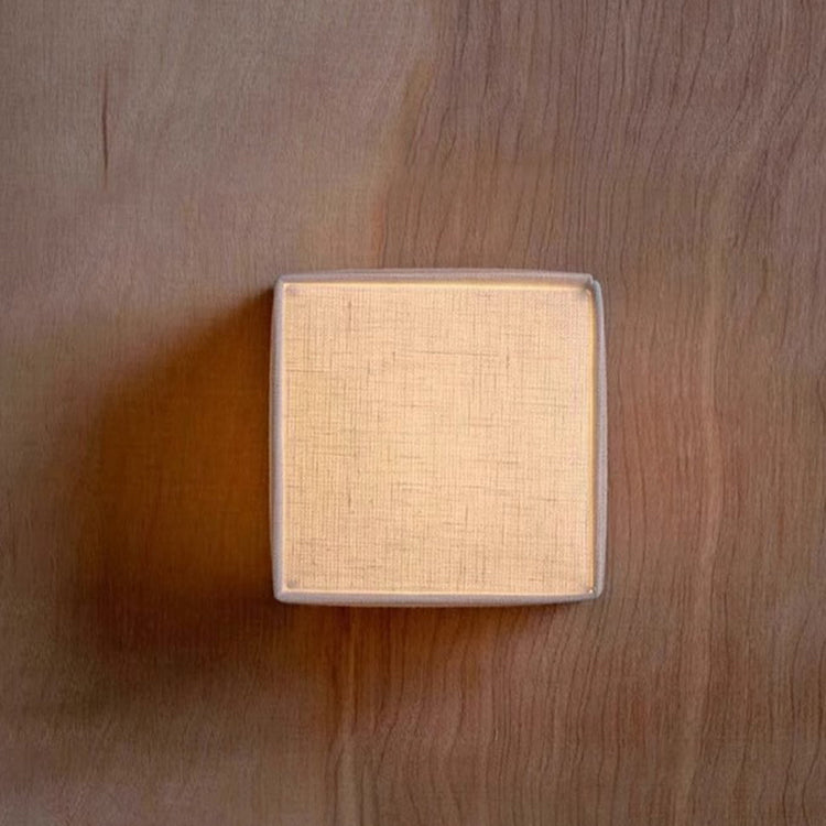 Traditional Japanese Square Fabric Shade LED Wall Sconce