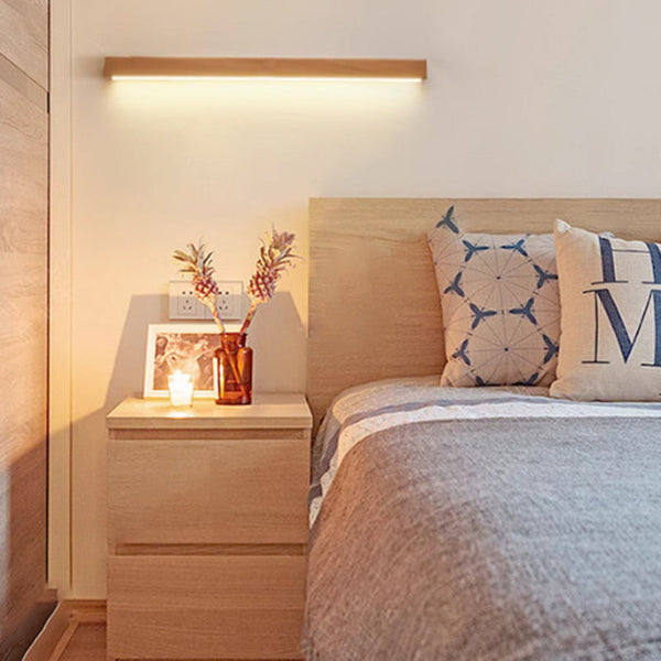 Japanese Simple Solid Wood Strip LED Wall Sconce