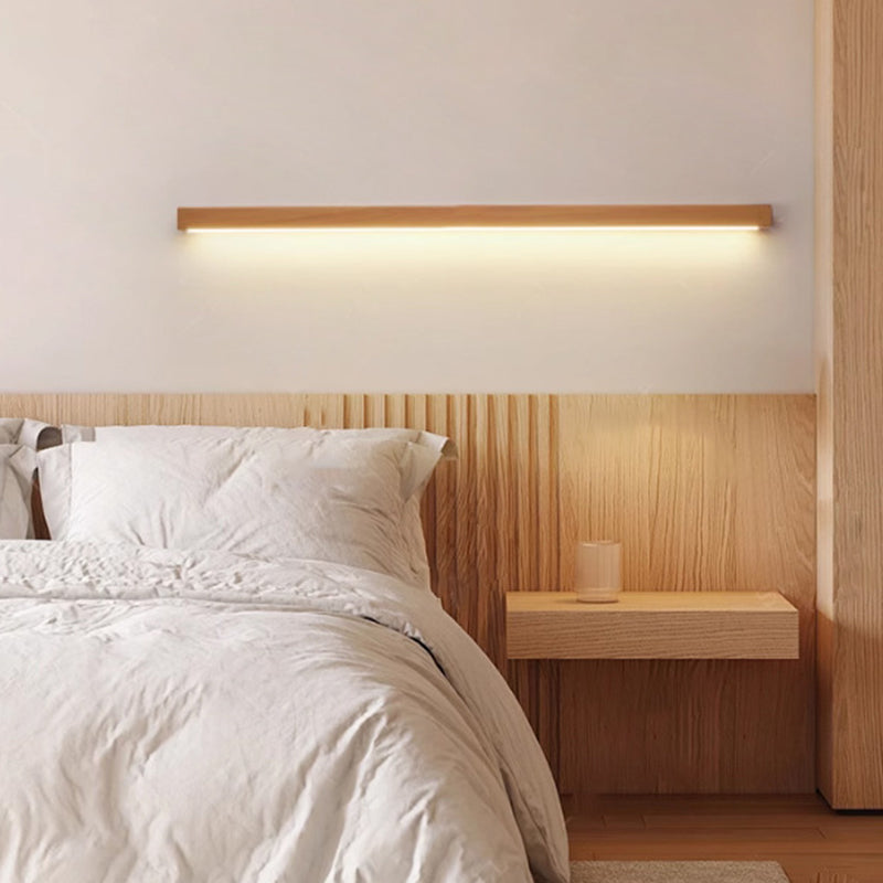 Japanese Simple Solid Wood Strip LED Wall Sconce