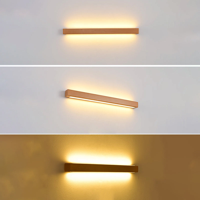 Japanese Simple Solid Wood Strip LED Wall Sconce