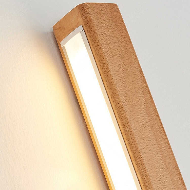 Japanese Simple Solid Wood Strip LED Wall Sconce