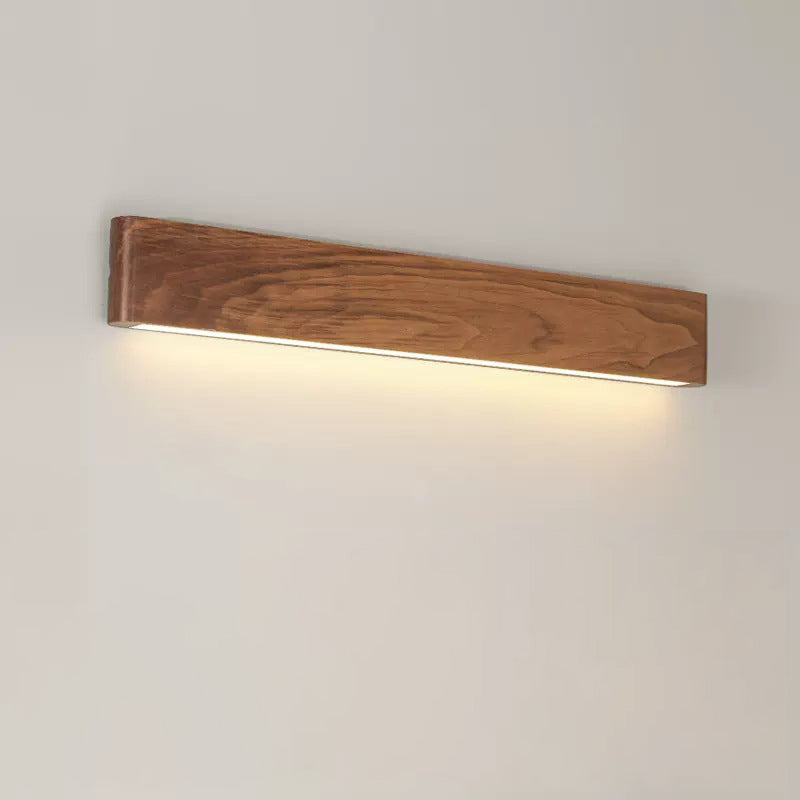 Modern Minimalist Rectangle Wood Aluminum LED Wall Sconce