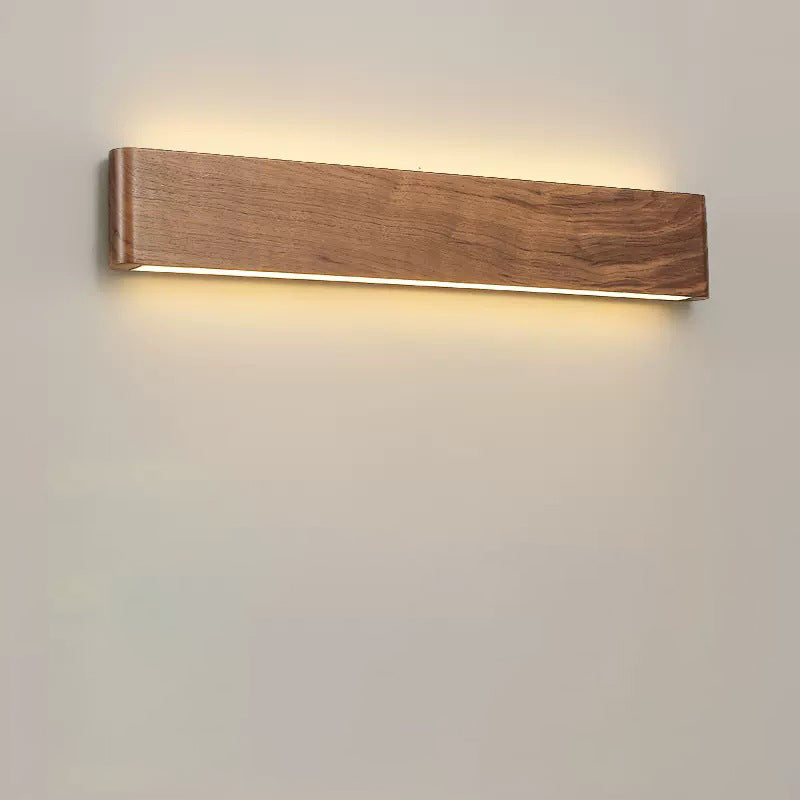 Modern Minimalist Rectangle Wood Aluminum LED Wall Sconce