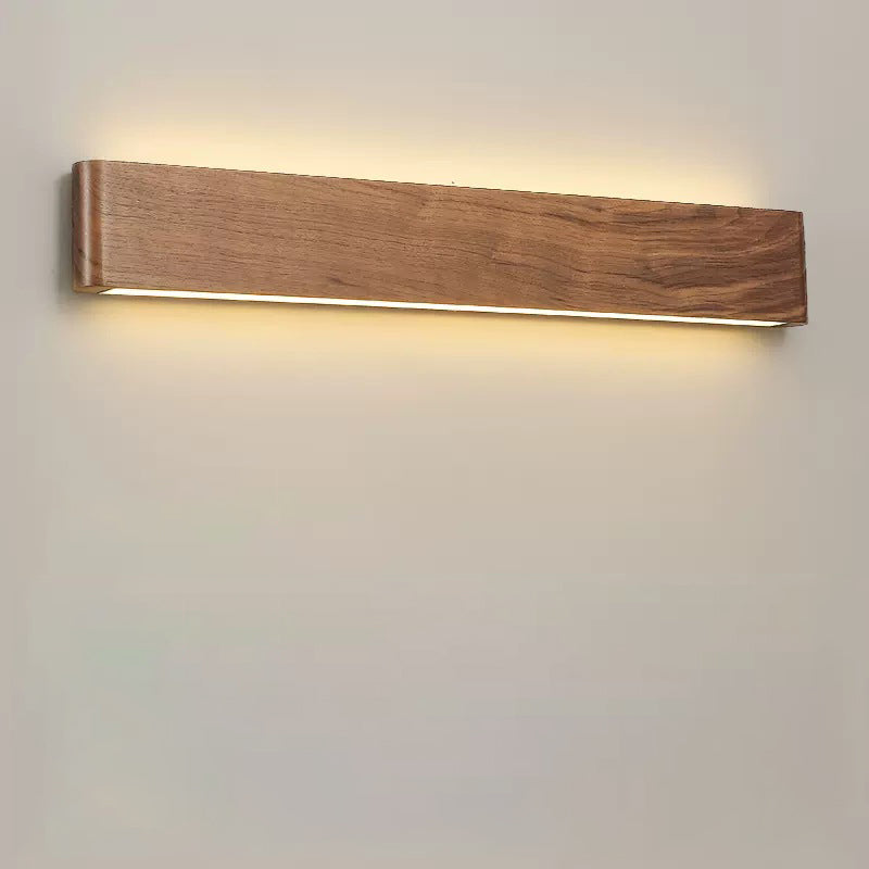 Modern Minimalist Rectangle Wood Aluminum LED Wall Sconce