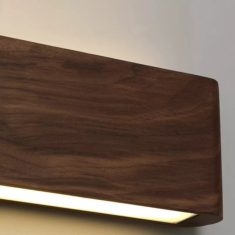 Modern Minimalist Rectangle Wood Aluminum LED Wall Sconce