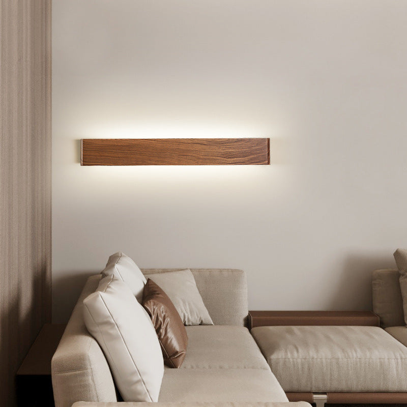 Modern Minimalist Rectangle Wood Aluminum LED Wall Sconce