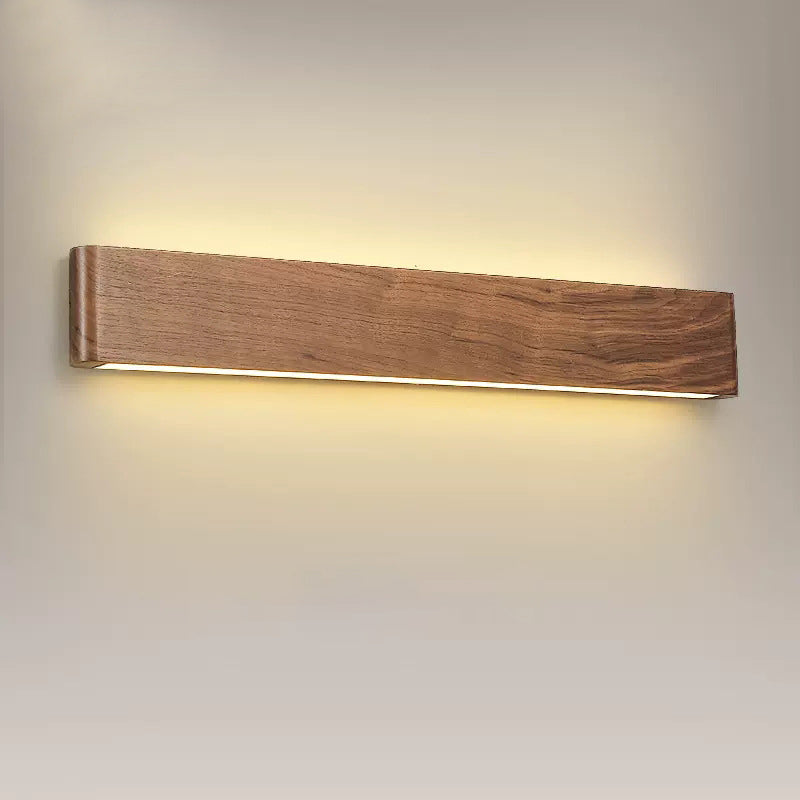 Modern Minimalist Rectangle Wood Aluminum LED Wall Sconce