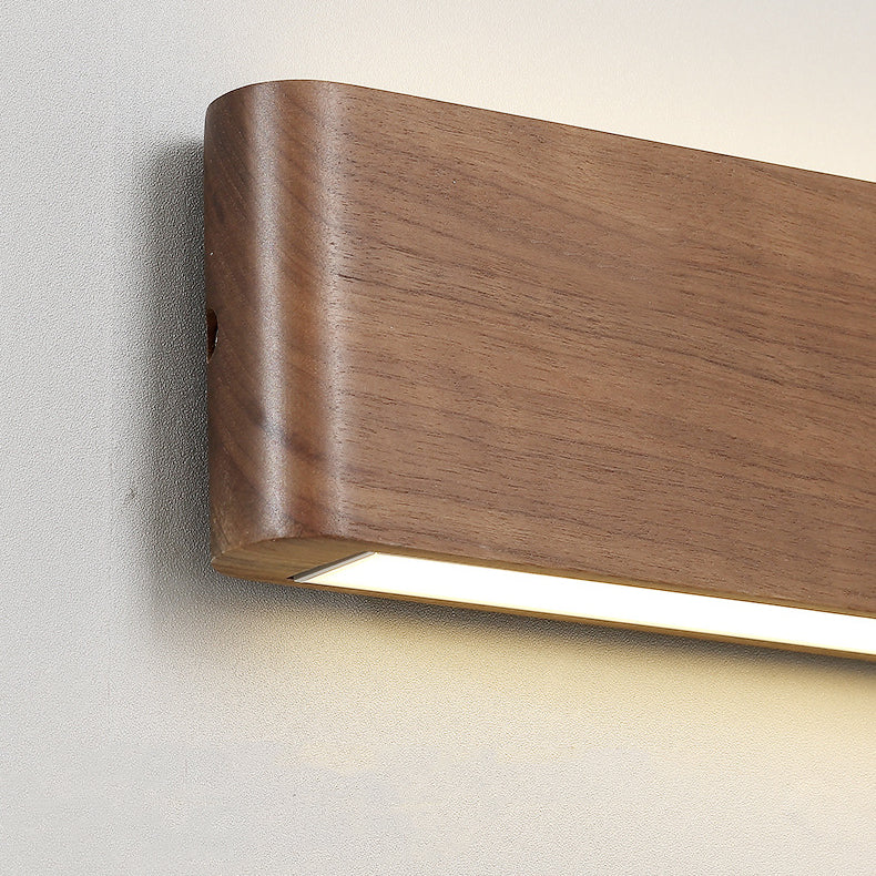 Modern Minimalist Rectangle Wood Aluminum LED Wall Sconce