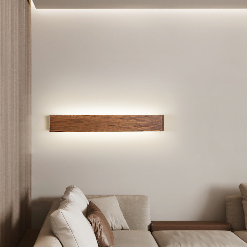 Modern Minimalist Rectangle Wood Aluminum LED Wall Sconce